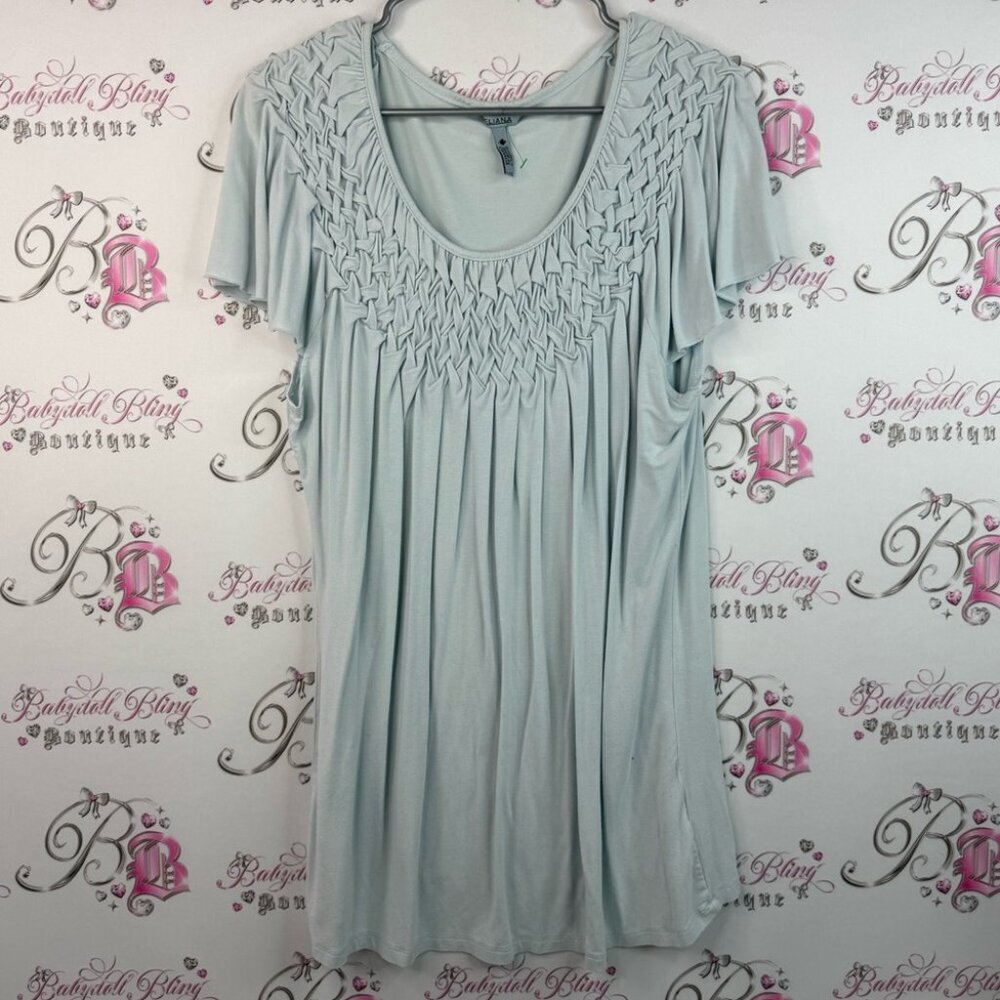 Eliana T-shirt braided style detail Chic Light Gray blue shirt Women's Blouse